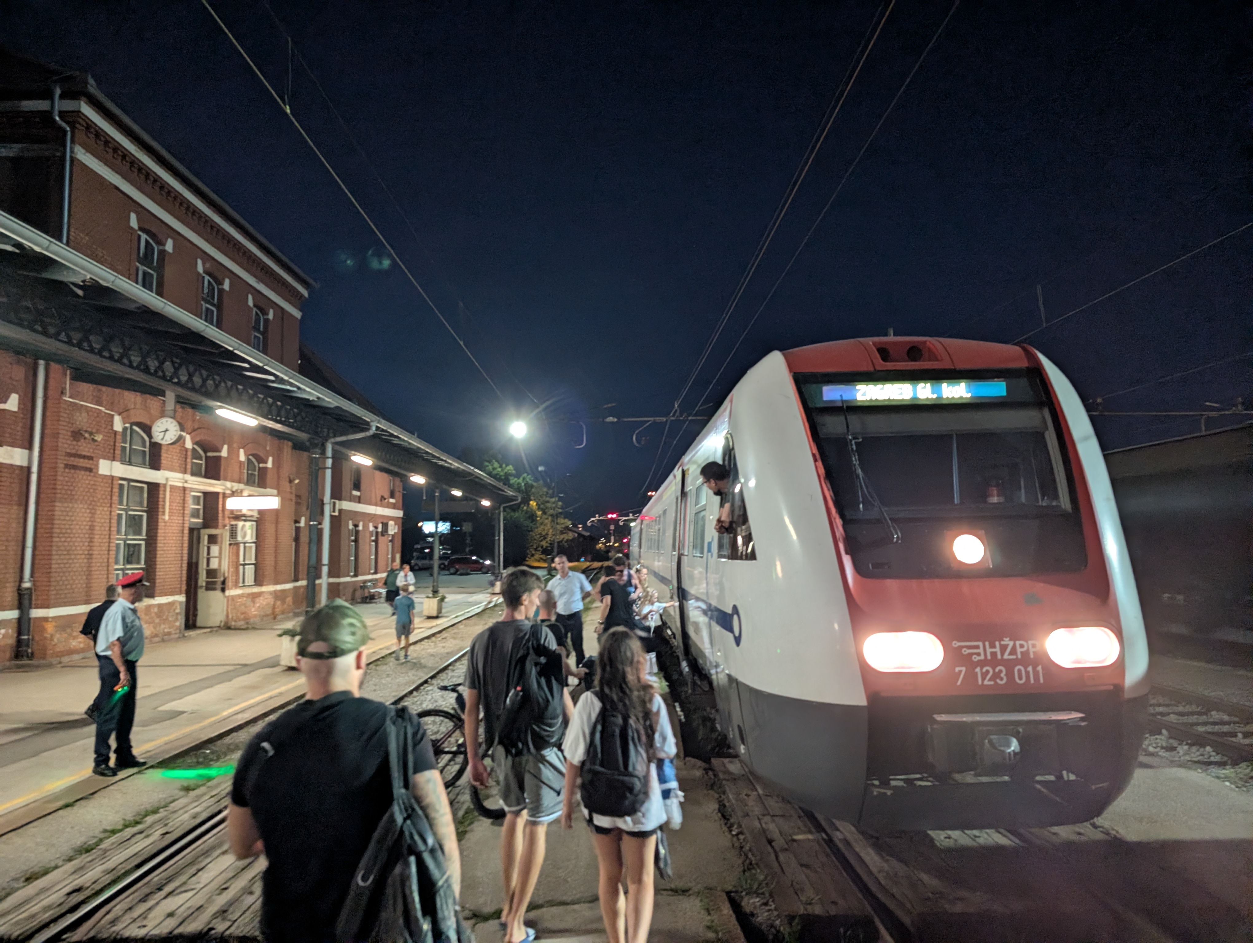 Passengers boarding a train