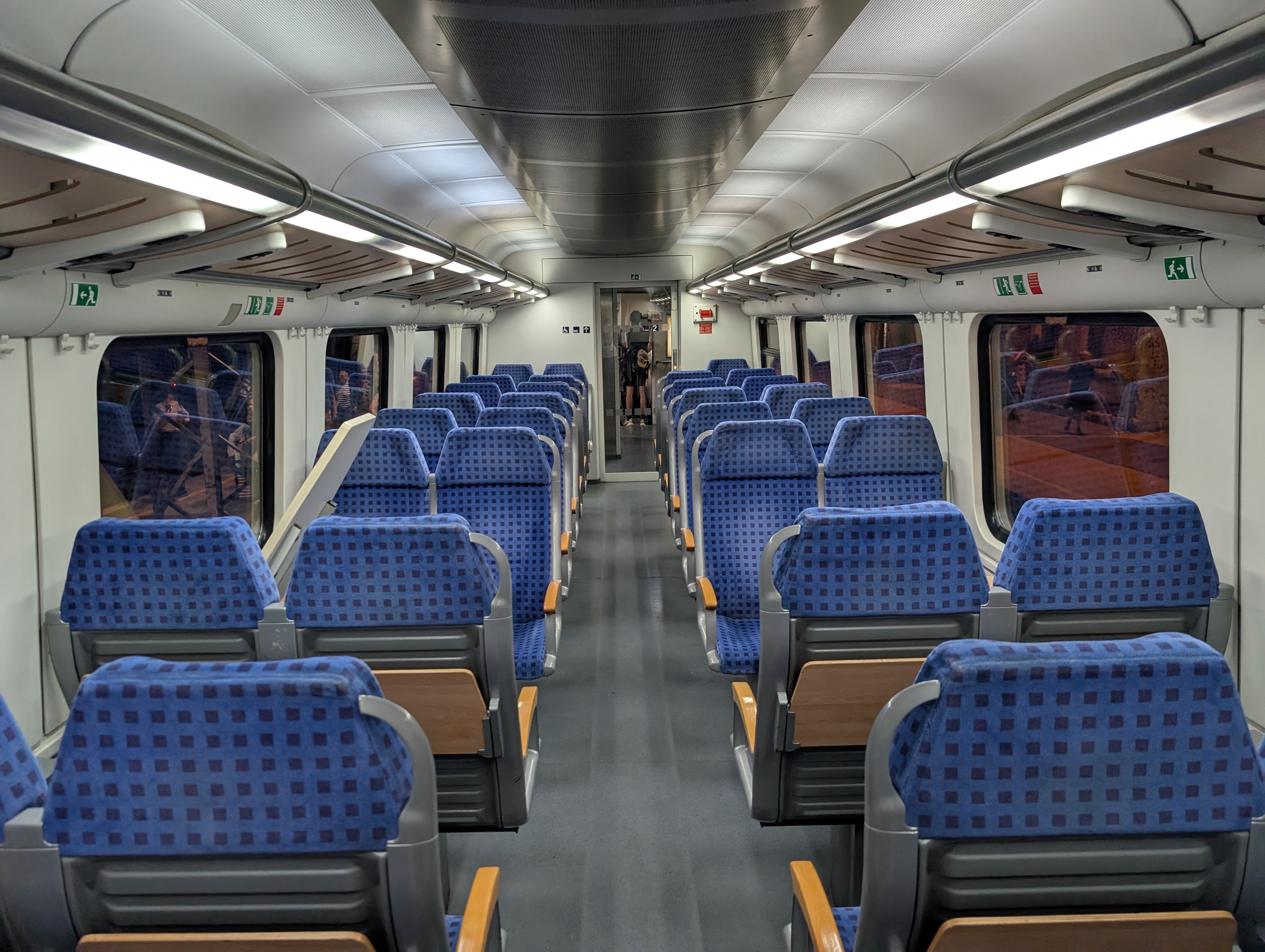 View of 2 +2 seats inside a train